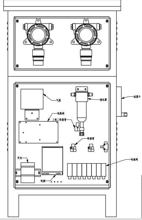 多通道泵吸式砷化氫氣體檢測儀網絡版內部裝配圖